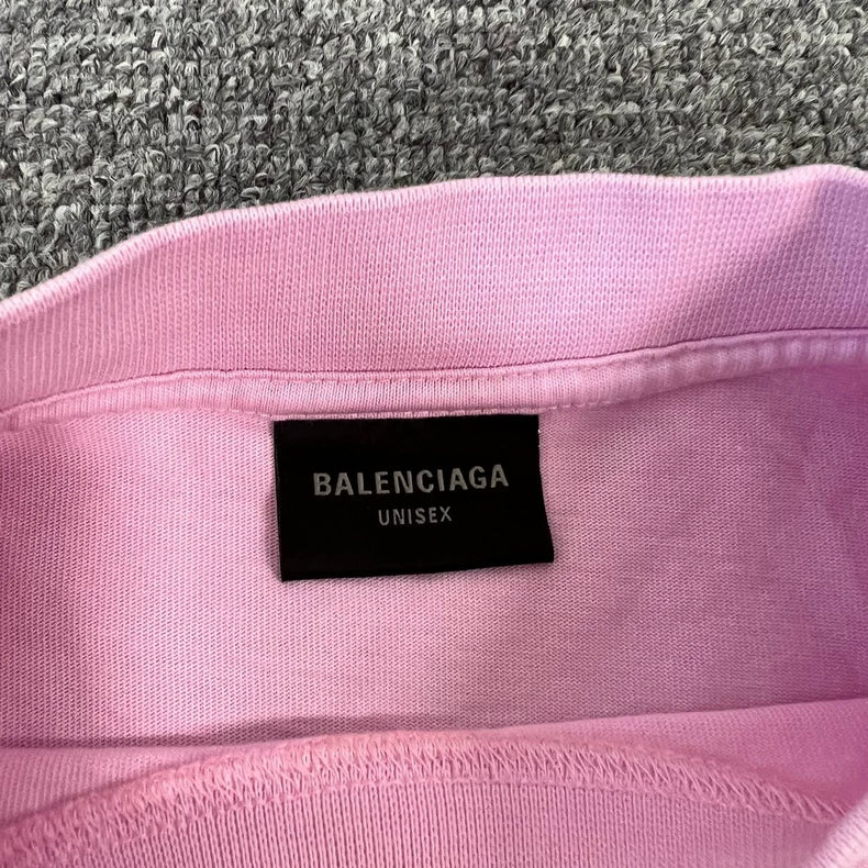 Pink Balenciaga Distressed Logo T-Shirt