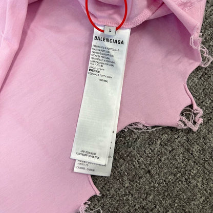 Pink Balenciaga Distressed Logo T-Shirt
