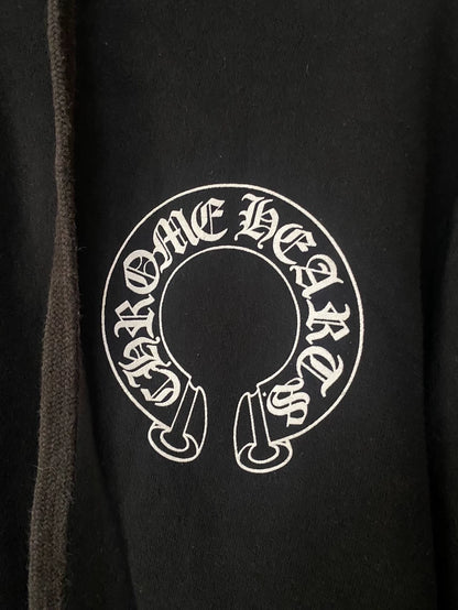 Chrome Hearts Black Zip Hoodie with White Prints-yf
