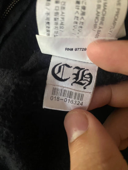 Chrome Hearts Black Zip Hoodie with White Prints-yf