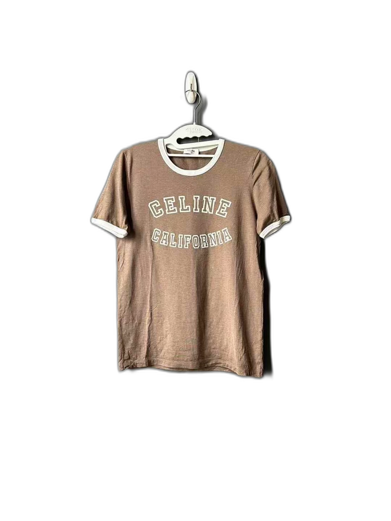 Celine Brown Velvet Short Sleeve Shirt