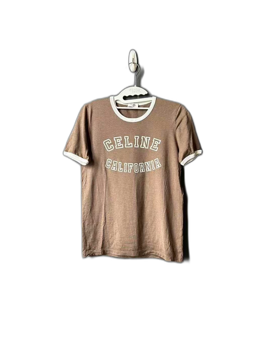 Celine Brown Velvet Short Sleeve Shirt