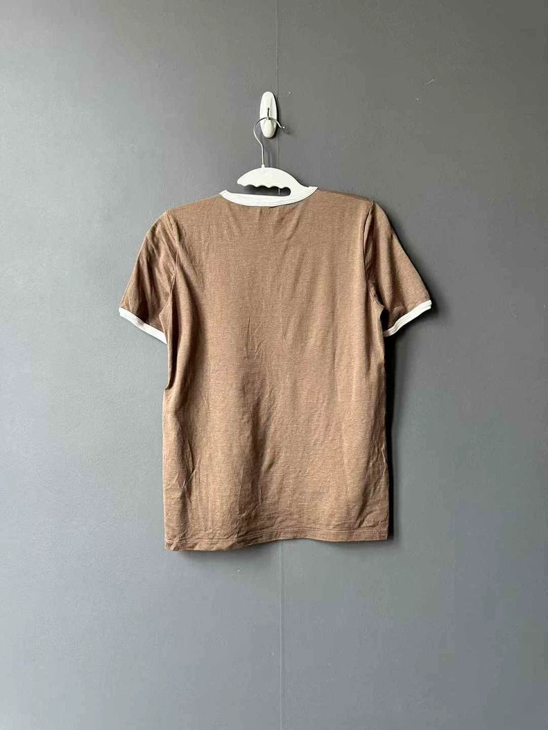 Celine Brown Velvet Short Sleeve Shirt