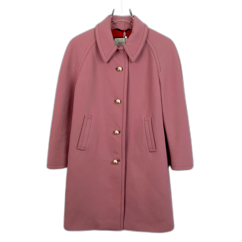 Gucci Pink Wool Collar Coat with Buttons