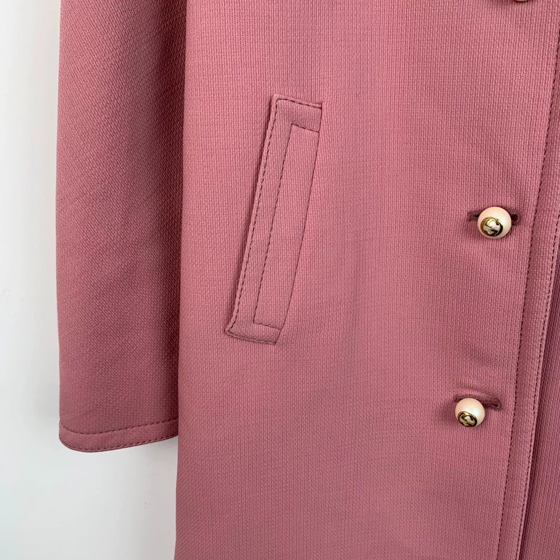 Gucci Pink Wool Collar Coat with Buttons