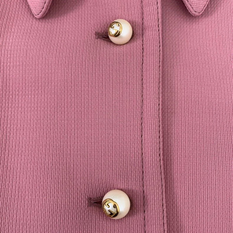 Gucci Pink Wool Collar Coat with Buttons