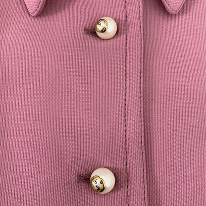 Gucci Pink Wool Collar Coat with Buttons