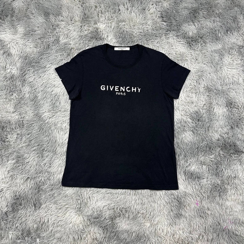 Givenchy Black Distressed Logo T-shirt-yf