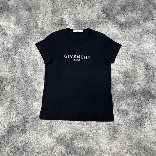 Givenchy Black Distressed Logo T-shirt-yf