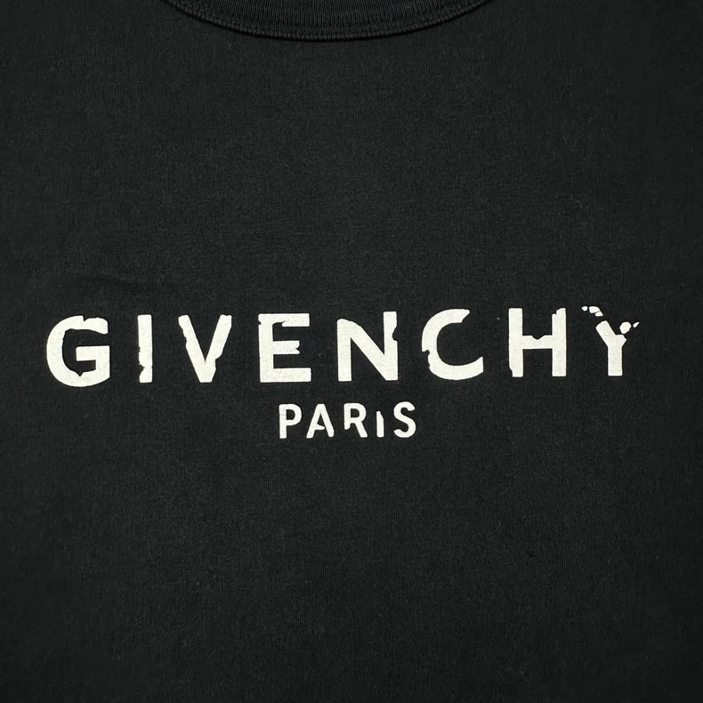 Givenchy Black Distressed Logo T-shirt-yf
