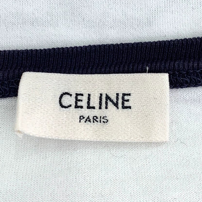 Celine White Letter Print Cotton T-Shirt