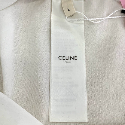 Celine White Letter Print Cotton T-Shirt