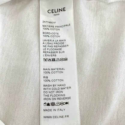 Celine White Letter Print Cotton T-Shirt