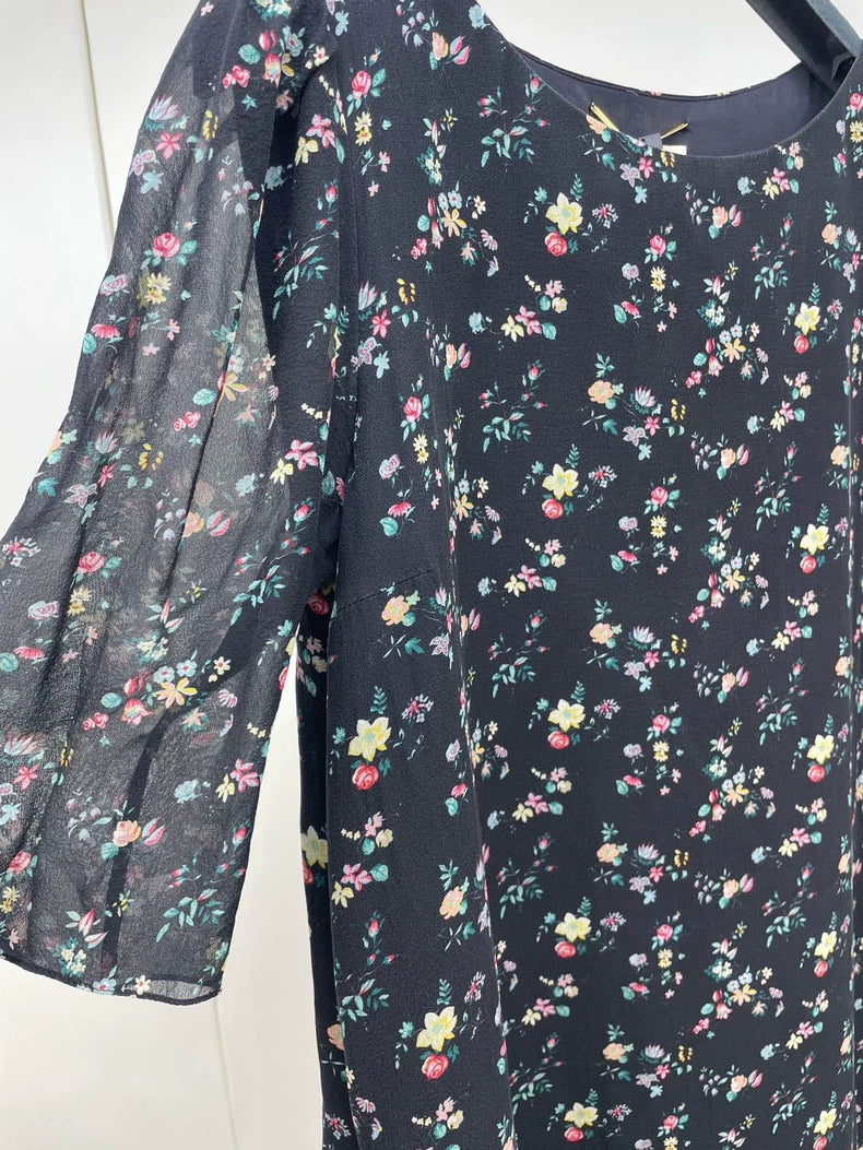 Saint Laurent Floral Silk Dress Size 36