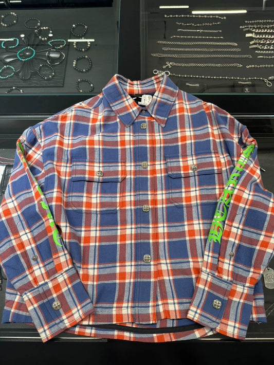 Chrome Hearts Red Blue Plaid Shirt Jacket-yf