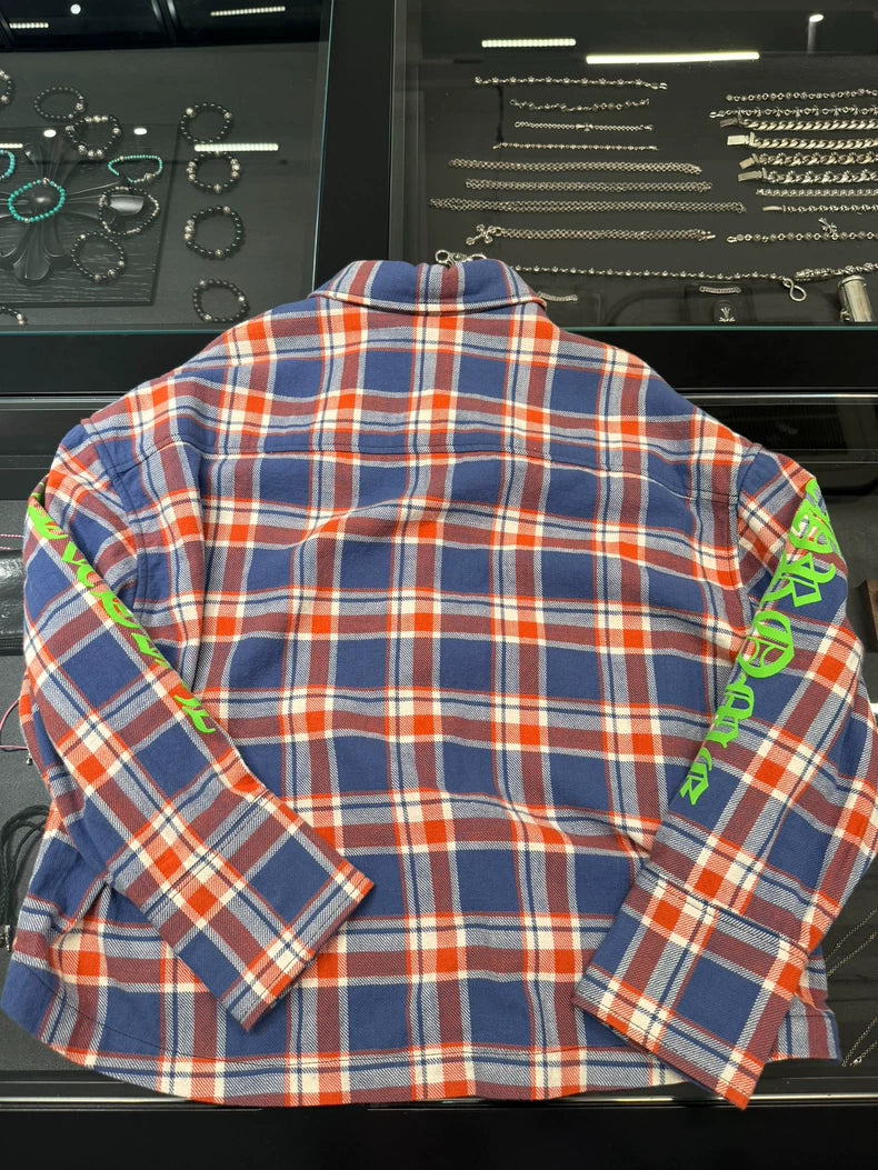 Chrome Hearts Red Blue Plaid Shirt Jacket-yf