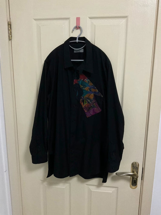 Black Print Oversized Shirt by Yohji Yamamoto