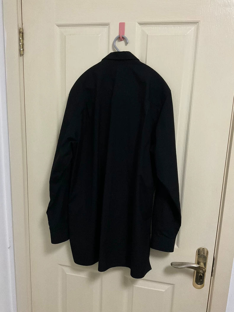 Black Print Oversized Shirt by Yohji Yamamoto