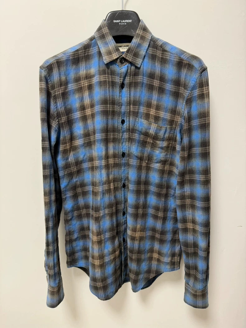 Saint Laurent Blue Black Check Shirt