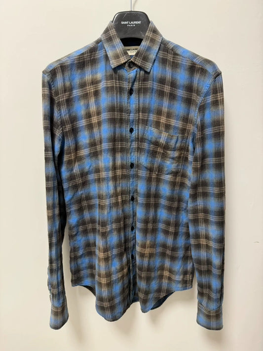 Saint Laurent Blue Black Check Shirt