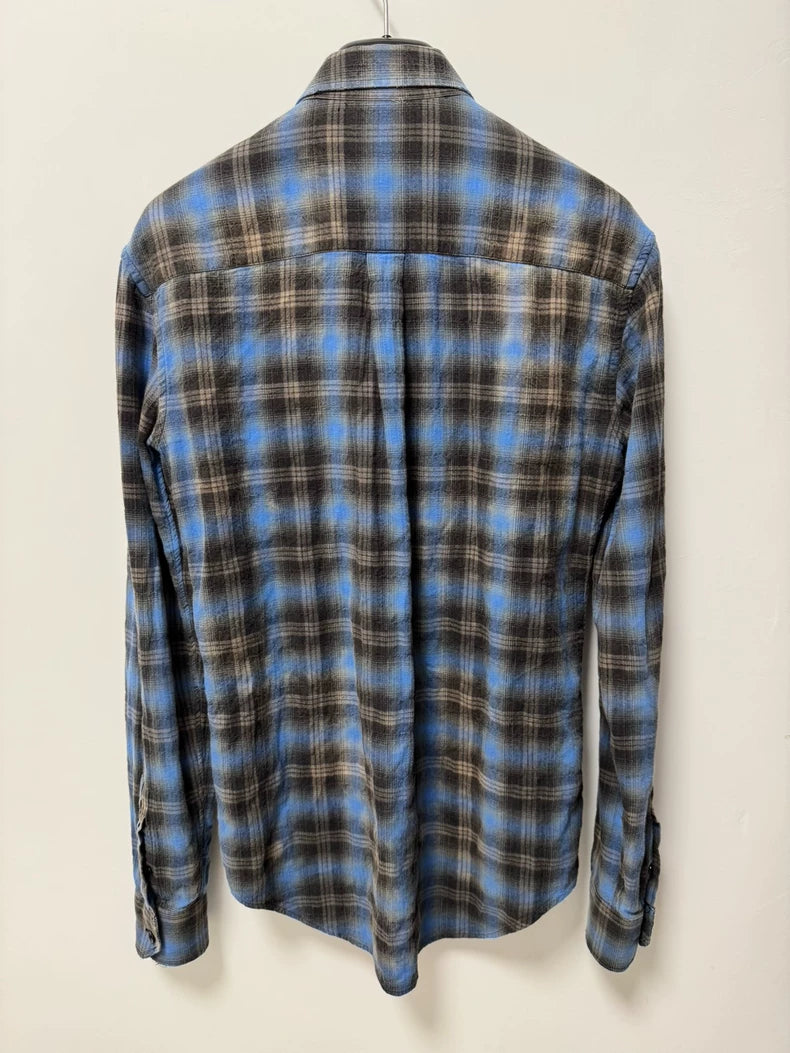 Saint Laurent Blue Black Check Shirt