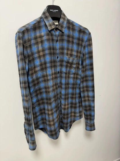 Saint Laurent Blue Black Check Shirt
