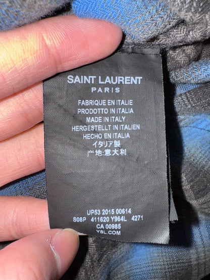 Saint Laurent Blue Black Check Shirt