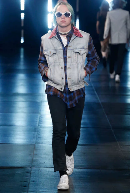 Saint Laurent Blue Black Check Shirt