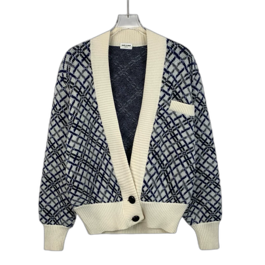 Saint Laurent Patterned Wool Knit Cardigan
