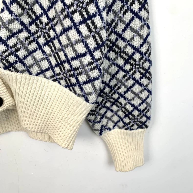 Saint Laurent Patterned Wool Knit Cardigan