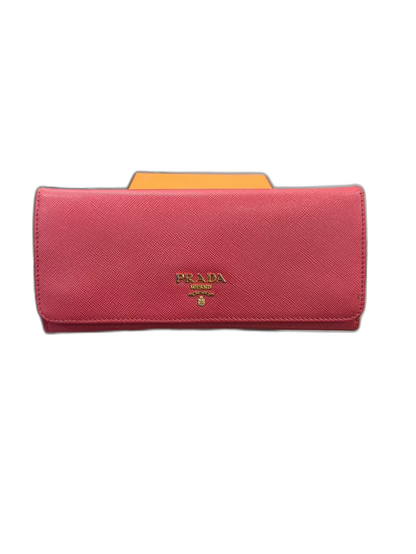 Pink Prada Wallet with Gold Hardware