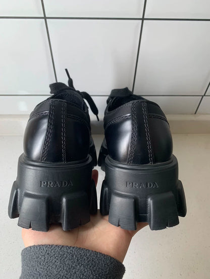 Prada Monolith Thick Sole Derby Shoes
