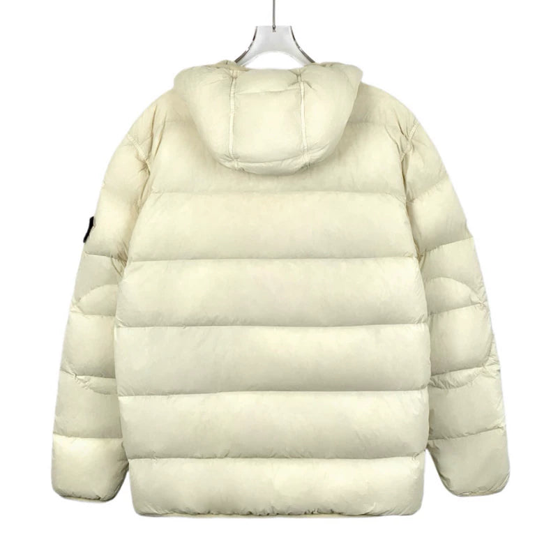 Stone Island Cream Logo Hooded Jacket L