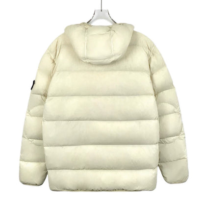 Stone Island Cream Logo Hooded Jacket L
