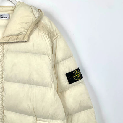 Stone Island Cream Logo Hooded Jacket L
