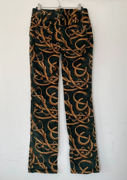 Velvet Floral Print Long Pants