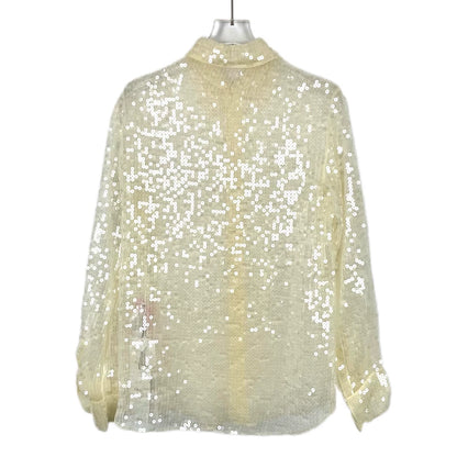 Celine Yellow Sequin Silk Long Sleeve Shirt