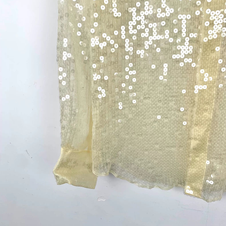 Celine Yellow Sequin Silk Long Sleeve Shirt