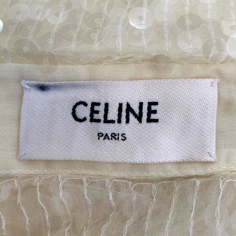 Celine Yellow Sequin Silk Long Sleeve Shirt