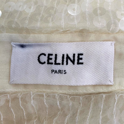 Celine Yellow Sequin Silk Long Sleeve Shirt
