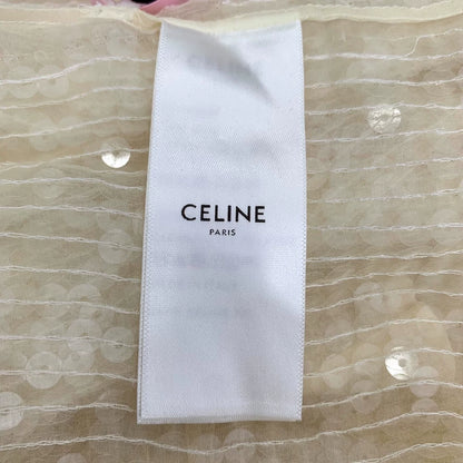 Celine Yellow Sequin Silk Long Sleeve Shirt