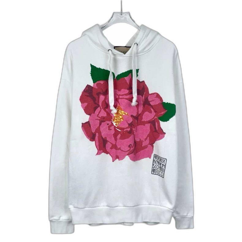 Gucci White Floral Print Hoodie