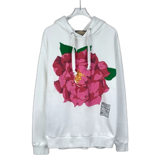 Gucci White Floral Print Hoodie