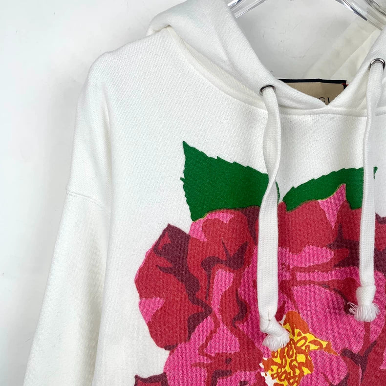 Gucci White Floral Print Hoodie