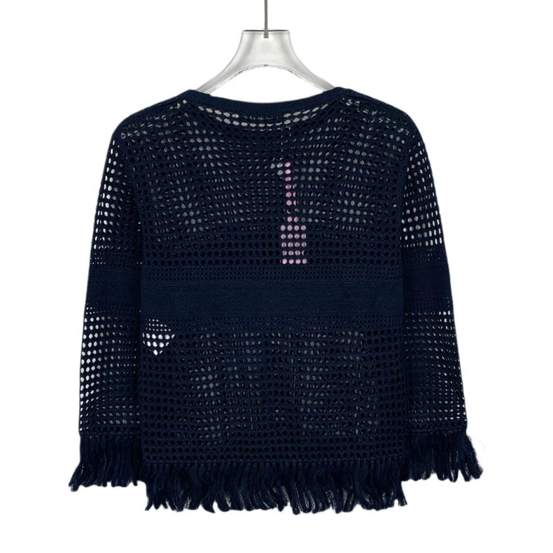 Christian Dior Navy Knit Long Sleeve Top