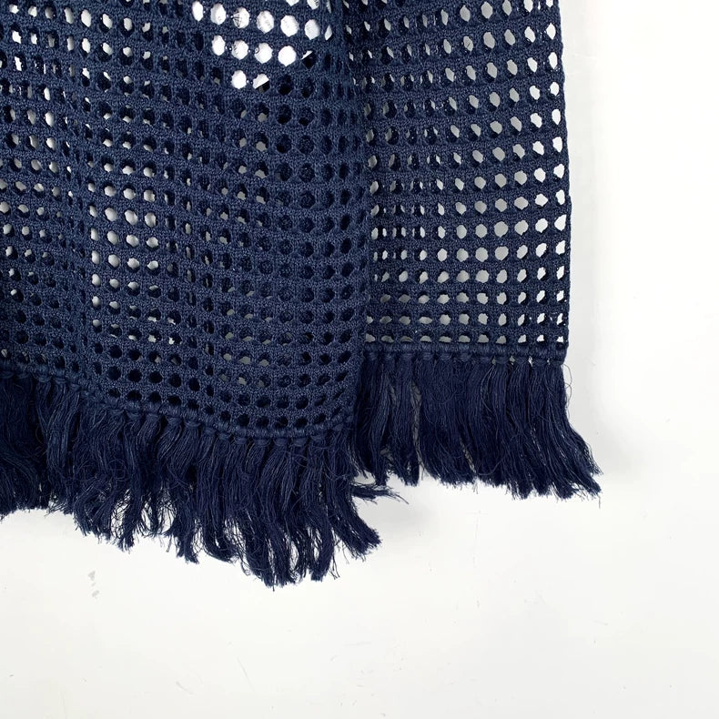 Christian Dior Navy Knit Long Sleeve Top