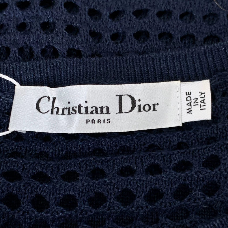 Christian Dior Navy Knit Long Sleeve Top