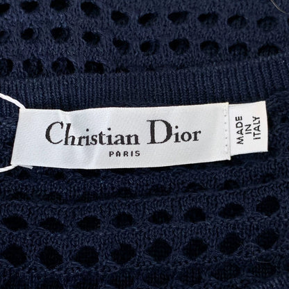 Christian Dior Navy Knit Long Sleeve Top