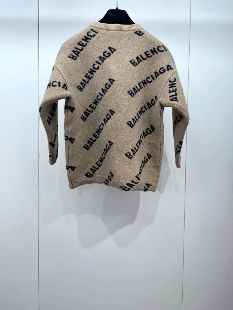 Balenciaga Logo Knit Wool Sweater