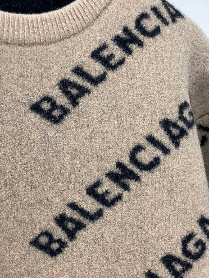 Balenciaga Logo Knit Wool Sweater
